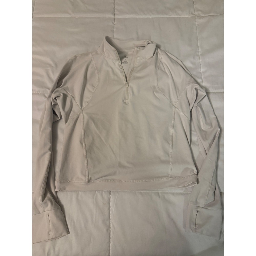 Apana Womens Quarter Zip Athletic Pullover Ivory Thumbhole 
Long Sleeve M